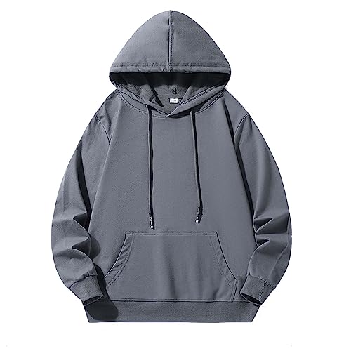 Generisch Sweatshirt Ohne Ärmel Herren Herren Langarm Hoodie Kapuzenpullover Tops Outdoor Sweatshirt Shirt Jungs Pullover (Grey, L) von Generisch
