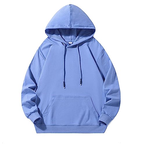 Generisch Sweatshirt Ohne Ärmel Herren Herren Langarm Hoodie Kapuzenpullover Tops Outdoor Sweatshirt Shirt Jungs Pullover (Light Blue, M) von Generisch