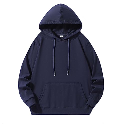 Generisch Sweatshirt Ohne Ärmel Herren Herren Langarm Hoodie Kapuzenpullover Tops Outdoor Sweatshirt Shirt Jungs Pullover (Navy, XXL) von Generisch