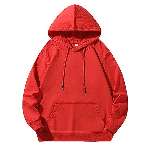 Generisch Sweatshirt Ohne Ärmel Herren Herren Langarm Hoodie Kapuzenpullover Tops Outdoor Sweatshirt Shirt Jungs Pullover (Red, XXXXL) von Generisch