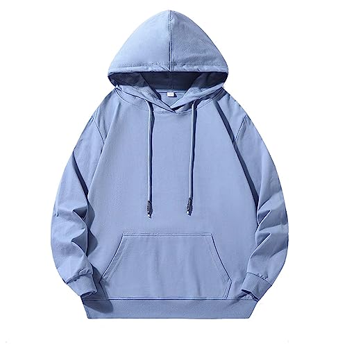 Generisch Sweatshirt Ohne Ärmel Herren Herren Langarm Hoodie Kapuzenpullover Tops Outdoor Sweatshirt Shirt Jungs Pullover (Sky Blue, L) von Generisch