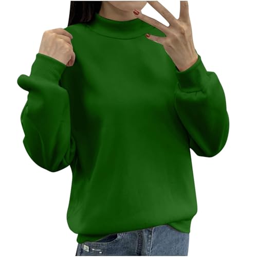 Generisch Sweatshirt Pullover Damen Einfarbiges Basic Langarmshirt Frauen Rundhals Pulli ohne Kapuze Herbst Winter Casual Longsleeve Oberteile Langarm Bluse Tops von Generisch