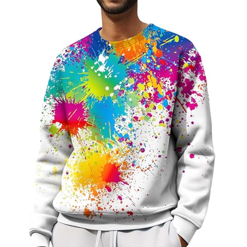 Generisch Sweatshirt für Herren Premium Classic Crew Neck Rundhals Sweatshirt, Basic Langarm Pullover Freizeit Jacke Herren Bunter Pulli Herren Langarmshirt Herren Baumwolle von Generisch