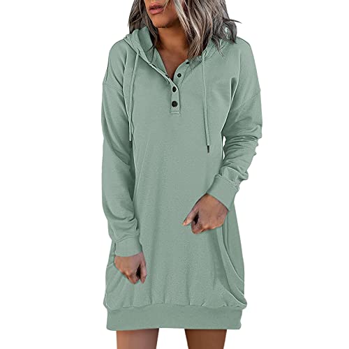 Generisch Sweatshirtkleid Damen Langarm Lang Oversize Schwarz Hoodie Kleid Mit Kapuze Taschen Baumwolle XXL XXL Sweatkleid Herbst Vintage Große Größen Pulloverkleid Kapuzenkleid Sweatshirt Kleid von Generisch