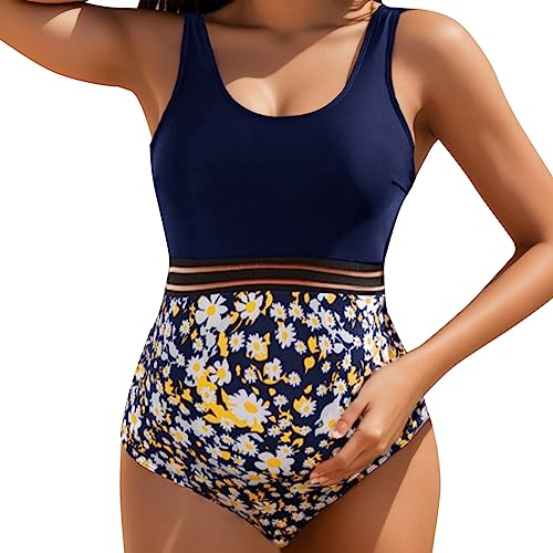 Generisch Swimming Suits Women, Umstandsbadeanzug Damen Schwangerschaft Jumpsuit Große Größen Fotoshooting Bademode Sommer Umstandsbikini Umstandsbademode Elegant Strand Kleidung Umstandskleid von Generisch