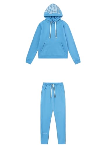 Generisch Syna World Jogginganzug für Herren,Syna World Trainingsanzug Buchstaben Druck Lose Hoodies und Jogginghosen Y2K Hip Hop Streetwear Unisex Essentials Unisex Pullover Tech Fleece Anzug von Generisch
