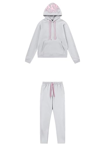 Generisch Syna World Jogginganzug für Herren,Syna World Trainingsanzug Buchstaben Druck Lose Hoodies und Jogginghosen Y2K Hip Hop Streetwear Unisex Essentials Unisex Pullover Tech Fleece Anzug von Generisch