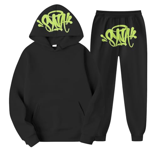 Generisch Syna World Tracksuit Jogginganzug Y2K Herren Damen 2-Teilig Tracksuit mit Hoodie und Jogginghosen Y2K Hip Hop Streetwear Trainingsanzüge Unisex Pullover und Sporthosen von Generisch