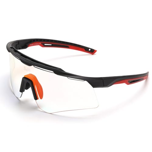 Generisch TR90-Rahmen, UV400, polarisierte photochrome Sportbrille für Unisex – Tag- und Nachtsicht-Sonnenbrille für Radfahrer mit Antibeschlaggläsern, perfekt für Outdoor-Aktivitäten(Blackred) von Generisch