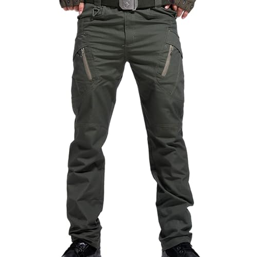 Generisch Taktische Hose Herren Baumwolle Cargohose Militär Tactical Hose Sommer Cargo Jeans Outdoor Arbeitshosen Männer Leichte Wanderhose Atmungsaktiv Große Größen Outdoorhose Grün M von Generisch