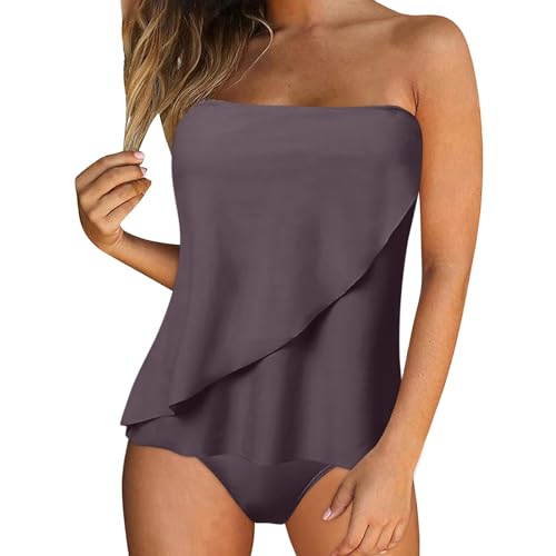Generisch Tankini Damen Bademode Bauchweg Set Push Up Bauch Weg Tankini Damen Freizeit Tankini Badeanzug Zweiteiler Tankinis Set Elegant Badeanzüge für Damen Tankini Oberteil mit Dreieck Unterhosen von Generisch