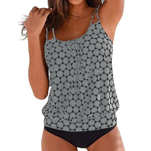 Generisch Tankini Damen Bauchweg Badeanzug Set Zweiteiler Push Up Bademode Drucken Freizeit Schwimmanzug Oberteil Mit High Waist Badeshorts Strandmode Elegant Große Größen Badeanzüge für Damen von Generisch