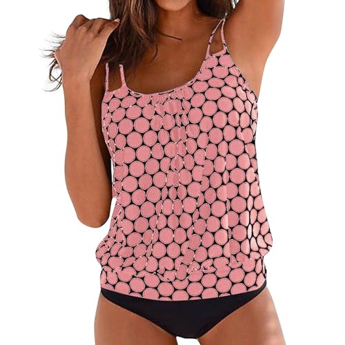 Generisch Tankini Damen Bauchweg Badeanzug Set Zweiteiler Push Up Bademode Drucken Freizeit Schwimmanzug Oberteil Mit High Waist Badeshorts Strandmode Elegant Große Größen Badeanzüge für Damen von Generisch