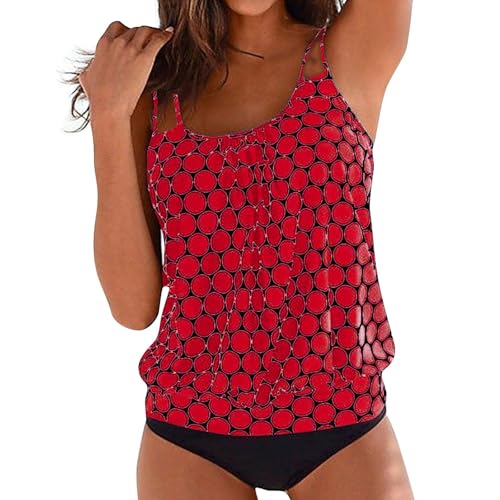 Generisch Tankini Damen Bauchweg Badeanzug Set Zweiteiler Push Up Bademode Drucken Freizeit Schwimmanzug Oberteil Mit High Waist Badeshorts Strandmode Elegant Große Größen Badeanzüge für Damen von Generisch