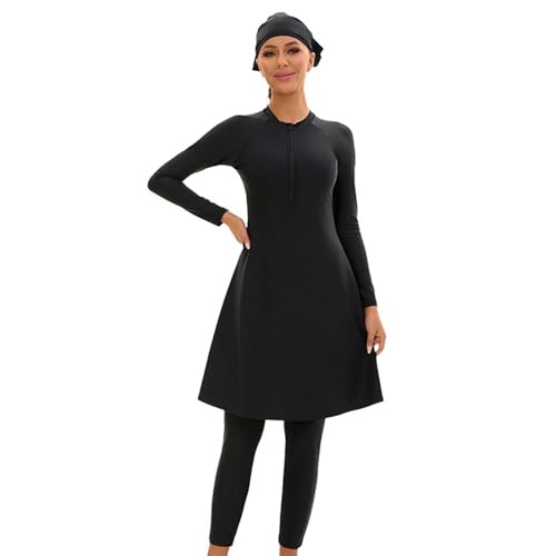 Generisch Tankini Damen Große Größen Muslimische Bademode Badeanzug Full Cover Bescheidene Badebekleidung Modest Muslim Swimwear Beachwear Burkini Langarm Tops Und Hose von Generisch