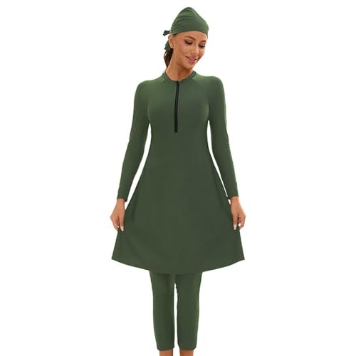 Generisch Tankini Damen Große Größen Muslimische Bademode Badeanzug Full Cover Bescheidene Badebekleidung Modest Muslim Swimwear Beachwear Burkini Langarm Tops Und Hose von Generisch