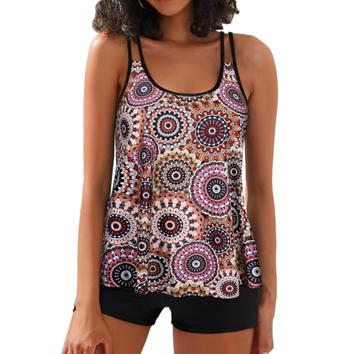 Generisch Tankini Damen mit bügel Cup g Tankini Damen Set Bauch Weg bademode sexy Bikini Bikini bauchweg high Waist Set Neckholder von Generisch