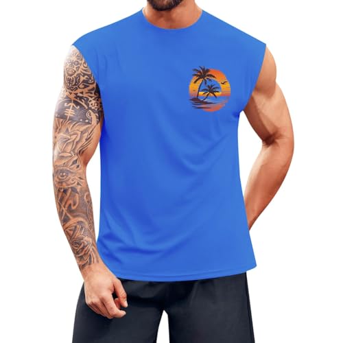 Generisch Tanktop Sommer Muskelshirt Ärmelloses Shirt Modische Motiv Streetwear Freizeit Baumwolle Basic Oberteile Lässig Grafik Drucken Fitness Hosen Herren Gym von Generisch