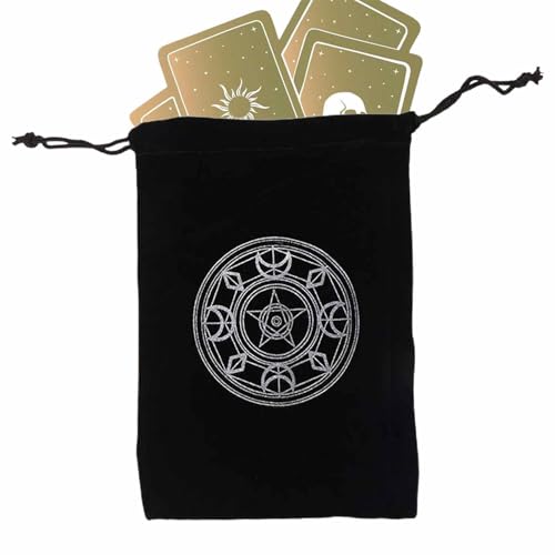 Generisch Tarot-Kartenhalter-Tasche,Mysteriöse Schwarze magische Tarotkarten-Aufbewahrungstasche - Tarotkartenbeutel mit Kordelzug für Spielkarten Rider Waite Tarot Deck Orakelkarten Generisch Tarot-Kartenhalter-Tasche,Mysteriöse Schwarze magische Tarotkarten-Aufbewahrungstasche - Tarotkartenbeutel mit Kordelzug für Spielkarten Rider Waite Tarot Deck Orakelkarten von Generisch