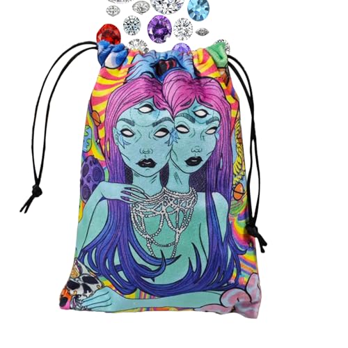 Generisch Tarotkarten Tasche | Juwelen Würfel Beutel mit Zugband | Bedruckter Deck Schutz Organizer | Für Teens Erwachsene Enthusiasten Reise Partyspielabend von Generisch