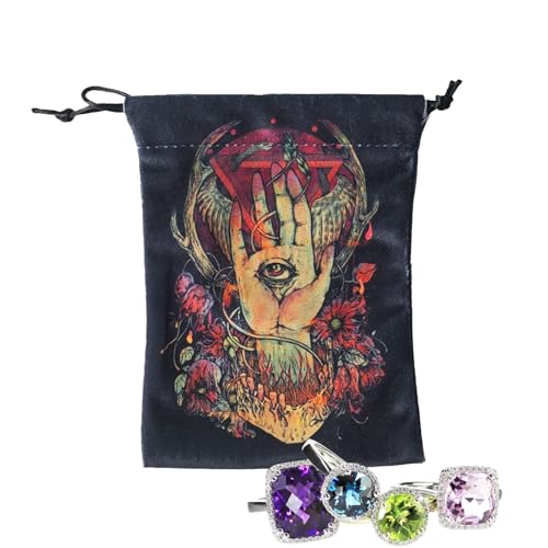 Generisch Tarotkarten Tasche | Juwelen Würfel Beutel mit Zugband | Bedruckter Deck Schutz Organizer | Für Teens Erwachsene Enthusiasten Reise Partyspielabend von Generisch