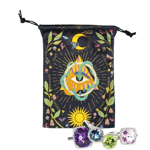 Generisch Tarotkarten Tasche | Juwelen Würfel Beutel mit Zugband | Bedruckter Deck Schutz Organizer | Für Teens Erwachsene Enthusiasten Reise Partyspielabend von Generisch