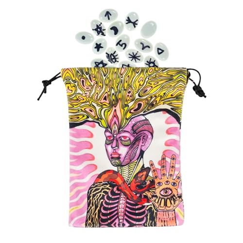 Generisch Tarotkarten Tasche | Juwelen Würfel Beutel mit Zugband | Bedruckter Deck Schutz Organizer | Für Teens Erwachsene Enthusiasten Reise Partyspielabend von Generisch