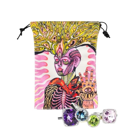 Generisch Tarotkarten Tasche | Juwelen Würfel Beutel mit Zugband | Bedruckter Deck Schutz Organizer | Für Teens Erwachsene Enthusiasten Reise Partyspielabend von Generisch
