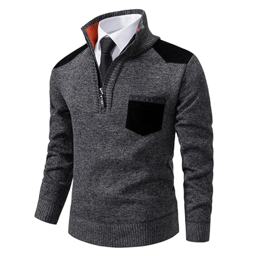 Generisch Taufgeschenke Jungen Strickpullover Herren 1/4 Zip Rollkragenpullover Winter Warm Feinstrick Pullover Einfarbig Langarm Sweater Freizeit Feinstrickpullover Locker Bequem Sweatshirt Stretch von Generisch