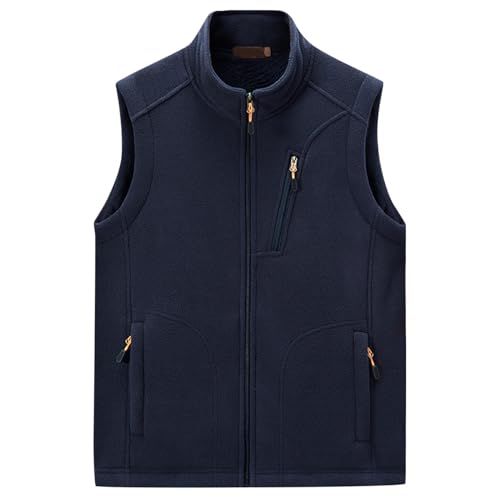 Generisch Teddy Fleece Weste Herren Winter Warm Ärmellos Jacke Bequeme Thermo Weste Stehkragen Fleeceweste Männer Arbeitsweste Leicht Casual Einfarbig Outdoor Winterweste Funktionsjacke von Generisch
