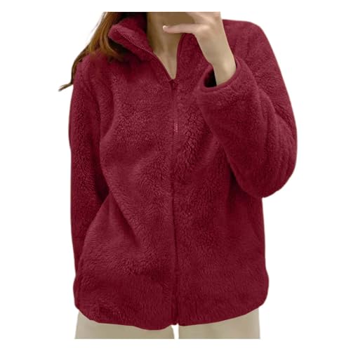 Generisch Teddy Fleecejacke Damen, Teddyjacke Fleecejacke Damen Warm Elegant Kapuzenpullover Wintermantel Kuscheljacke Outdoor Mantel Herbstjacke Winterjacke Mit Taschen von Generisch
