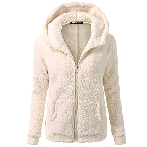 Generisch Teddy Fleecejacke Damen - Winter Teddyjacke Herbst Winterjacke Warme Plüschjacke mit Kapuze Teddyfleece Jacke Flauschig Kapuzenjacke Reißverschluss Kapuzenpullover mit Taschen von Generisch