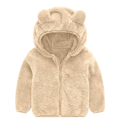 Generisch Teddy Fleecejacke Kinder Winterjacke Warm Mantel Winddicht Sweatjacke Wintermantel Jacken Weiche Bequem Kapuzenjacke mit Ohren Outdoorjacke Thermo Plüschjacke Beige,2 Jahre von Generisch