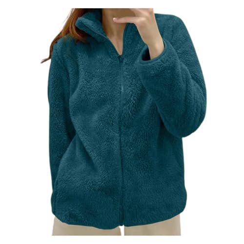 Generisch Teddyfleece Jacke Damen, Teddyjacke Fleecejacke Damen Warm Elegant Kapuzenpullover Wintermantel Kuscheljacke Outdoor Mantel Herbstjacke Winterjacke Mit Taschen von Generisch