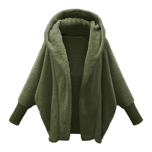 Generisch Teddyjacke Damen mit Kapuze Lang Fleece Warm - Weich Winter Warm Plüschjacke Casual Zip Langarm Samt Jacke Dicke Freizeit Winterjacke Fleecejacke Reißverschluss Wintermantel Kapuzenpullover von Generisch