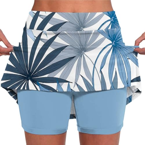 Generisch Tennis Skort - Damen Sport Rock mit Shorts Laufrock Minirock Tennisrock Hosenrock Sommerrock Skirt Outdoor Workout Running Rock Gelb Kurz von Generisch