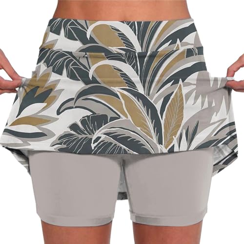 Generisch Tennisrock Damen Faltenrock Atmungsaktiver Minirock Stretch Hosenrock Sommerrock SkirtRock mit Tunnelzug Tellerrock Schwarz von Generisch