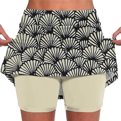 Generisch Tennisrock Damen mit Hose Knielang, Hohe Taille Hosenrock Damen mit 4 Taschen, Golfrock mit Shorts, Skort Damen mit Verstellbares Zugband, Sportrock für Tennis Tenniskleid Damen von Generisch