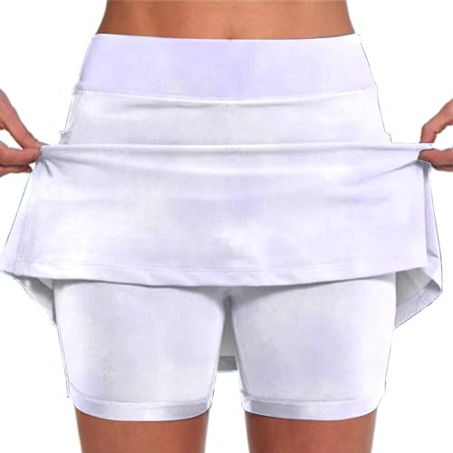 Generisch Tennisrock Damen mit Hose Sportrock Golfrock Hohe Taille Tennis Skort mit 2 Taschen und Seitlichem Schlitz Sommerrock Minirock Laufröcke Hosenrock Wandern LaufenGrauer Faltenrock Damen von Generisch