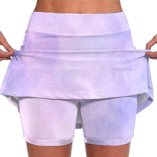 Generisch Tennisrock Damen mit Hose Sportrock Golfrock Hohe Taille Tennis Skort mit 2 Taschen und Seitlichem Schlitz Sommerrock Minirock Laufröcke Hosenrock Wandern LaufenHosenrock von Generisch