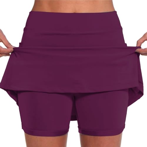 Generisch Tennisrock Damen mit Hose Sportrock Golfrock Hohe Taille Tennis Skort mit 2 Taschen und Seitlichem Schlitz Sommerrock Minirock Laufröcke Hosenrock Wandern LaufenTennis Kleidung Damen von Generisch