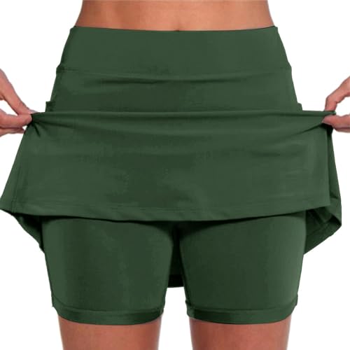 Generisch Tennisrock Damen mit Hose Sportrock Golfrock Hohe Taille Tennis Skort mit 2 Taschen und Seitlichem Schlitz Sommerrock Minirock Laufröcke Hosenrock Wandern LaufenTenniskleid Damen Mit Hose von Generisch