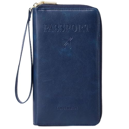 Generisch Terminatei/Similarbe Multi-Functional RFID Passport Wallet, Multi-Functional RFID Passport Wallet with Zipper, Anti-Theft Protective Case (Dark Blue) von Generisch