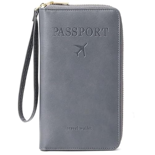 Generisch Terminatei/Similarbe Multi-Functional RFID Passport Wallet, Multi-Functional RFID Passport Wallet with Zipper, Anti-Theft Protective Case (Gray) von Generisch