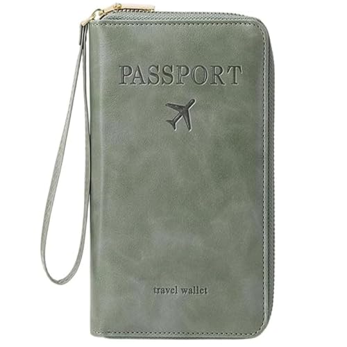 Generisch Terminatei/Similarbe Multi-Functional RFID Passport Wallet, Multi-Functional RFID Passport Wallet with Zipper, Anti-Theft Protective Case (Green) von Generisch