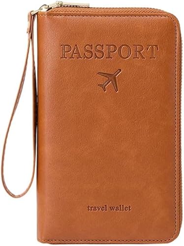 Generisch Terminatei/Similarbe Multi-Functional RFID Passport Wallet, Multi-Functional RFID Passport Wallet with Zipper, Anti-Theft Protective Case (Light Brown) von Generisch