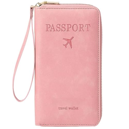 Generisch Terminatei/Similarbe Multi-Functional RFID Passport Wallet, Multi-Functional RFID Passport Wallet with Zipper, Anti-Theft Protective Case (Pink) von Generisch