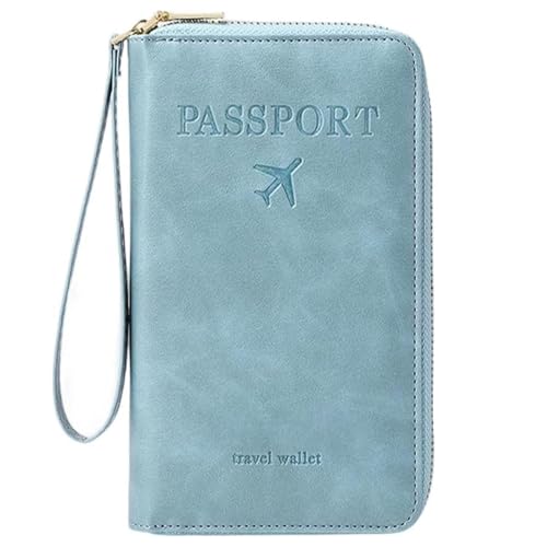 Generisch Terminatei/Similarbe Multi-Functional RFID Passport Wallet, Multi-Functional RFID Passport Wallet with Zipper, Anti-Theft Protective Case (Sky Blue) von Generisch