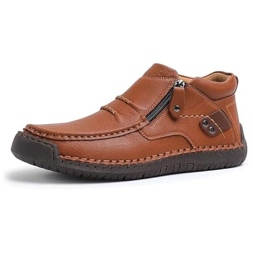 Generisch The First Young Driving Boots Men, Handmade Premium Leather Slip on Driving Boots, Mens Arch Support Shoes (Light Brown,44) von Generisch