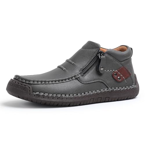 Generisch The First Young Driving Boots Men, New Men’s Handmade Premium Leather Slip-On Driving Boots Travel, for Outdoor,everyday life (Gray,33) von Generisch